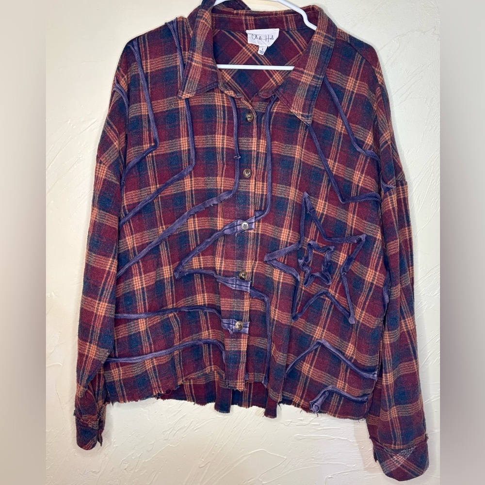 Oli & Hali Red and Blue Star Flannel Shirt